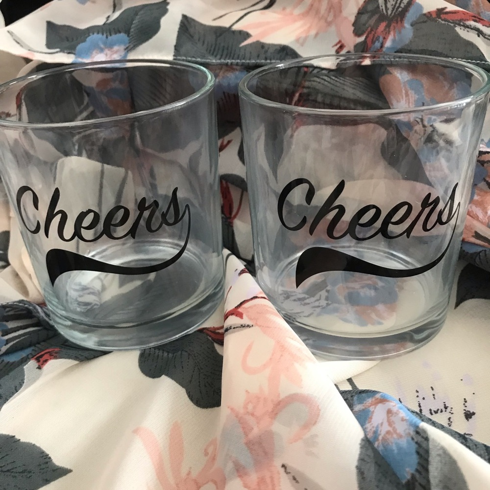 NIB “Cheers” Cocktail/ Rocks glasses
